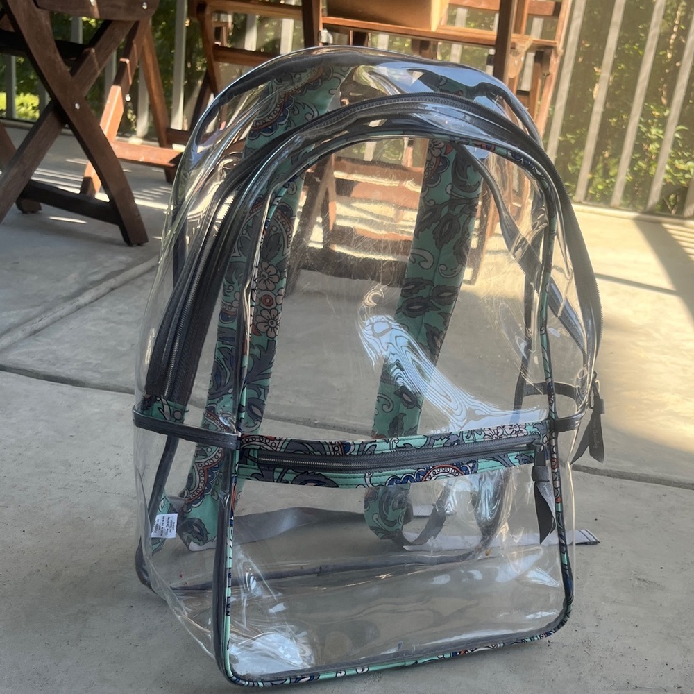 Vera Bradley Clear Backpack with Green and Black Accents